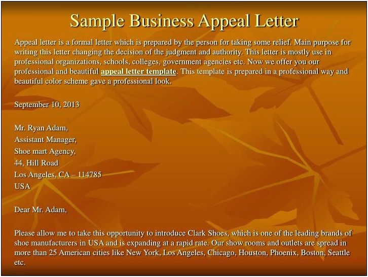 Writing A Letter Of Appeal Free Template
