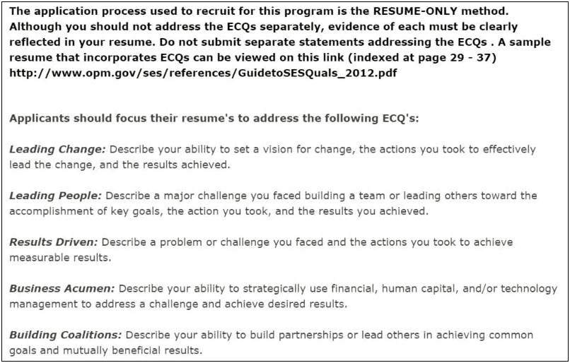 Writing Federal Government Executive Resume Using Ecqs Samples