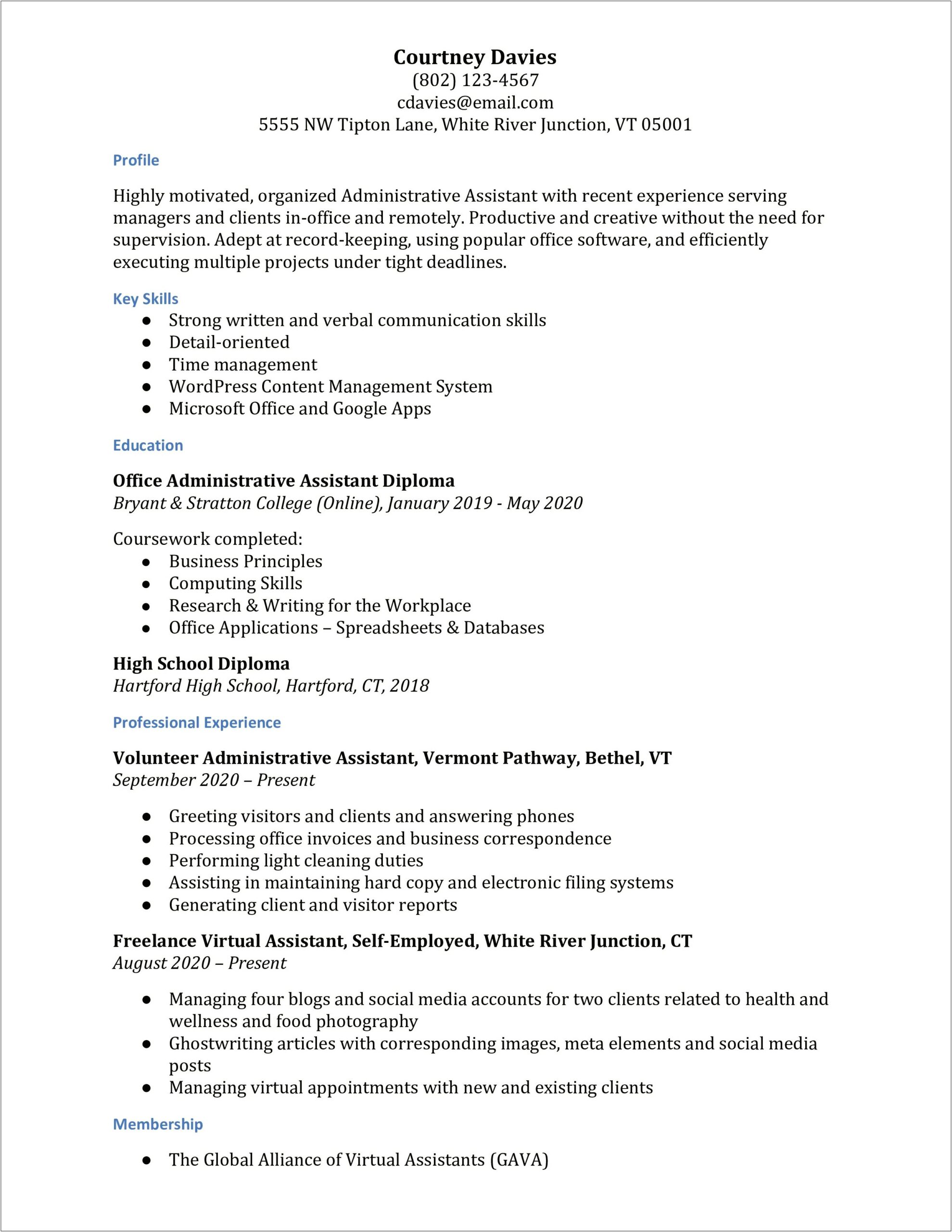 Written And Verbal Skills On Resume