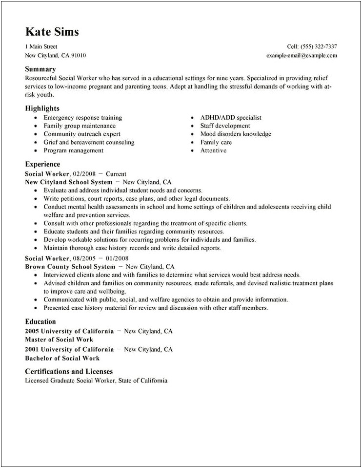 Youth Care Worker Job Description For Resume