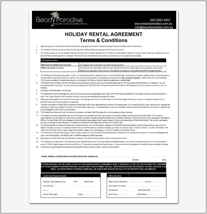 1 Page Lease Agreement Template Word