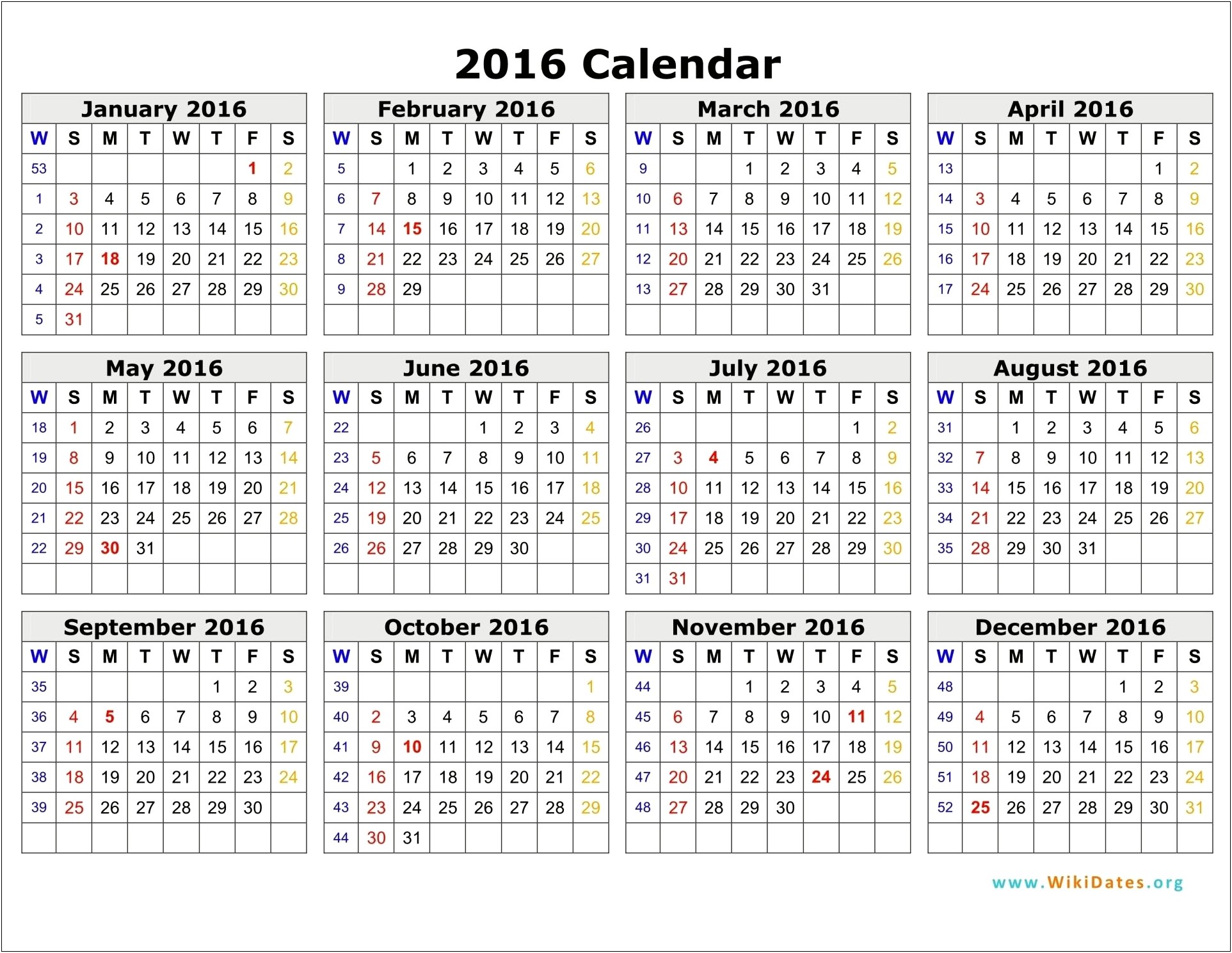 12 Month Calendar Template 2017 Word