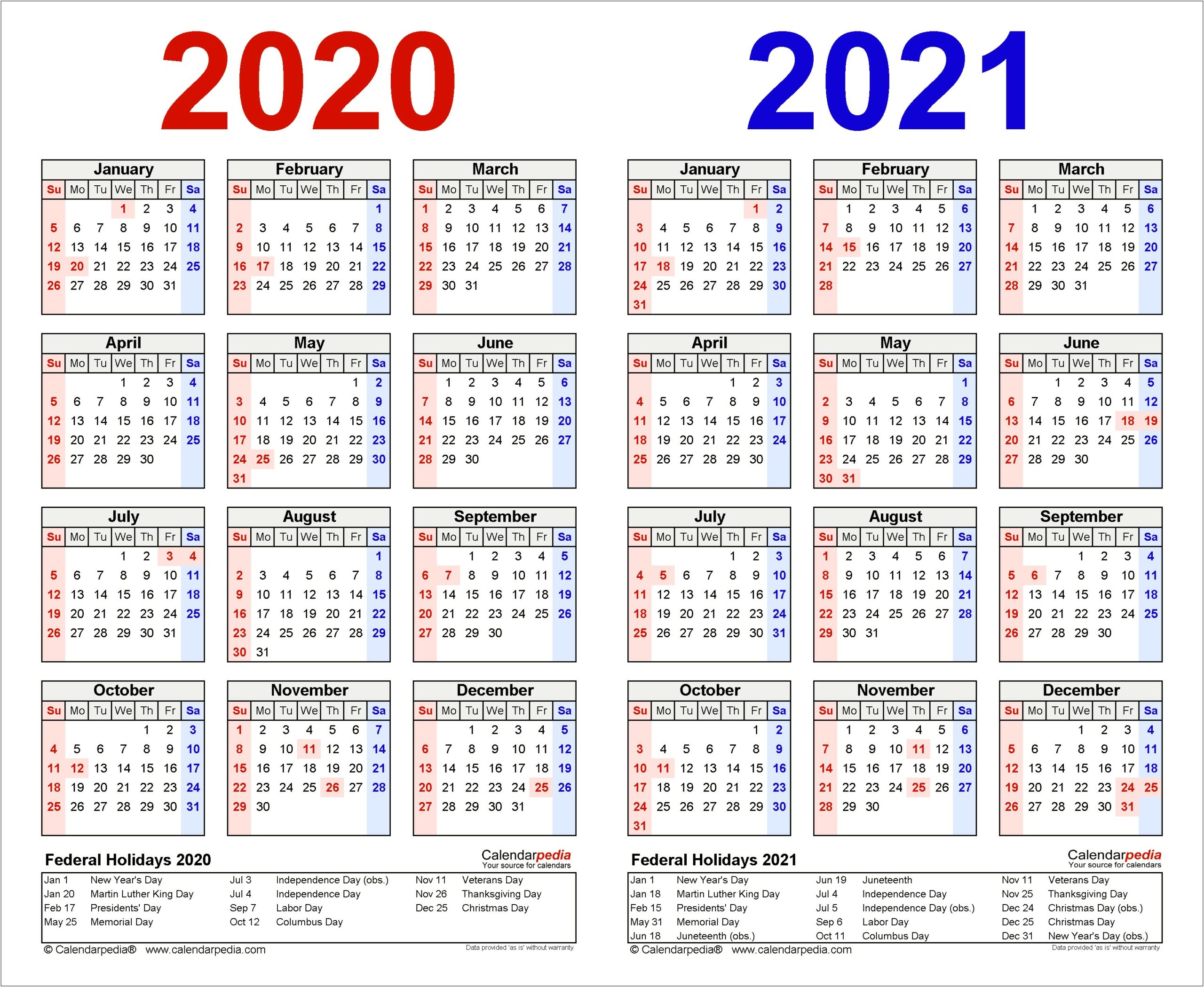 12 Month Calendar Template 2020 Word