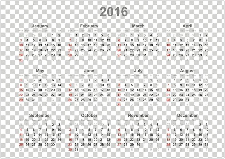 12 Month Microsoft Word Calendar Template 2016