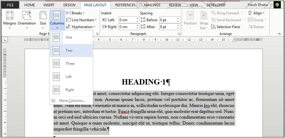 2 Column Script Template For Microsoft Word