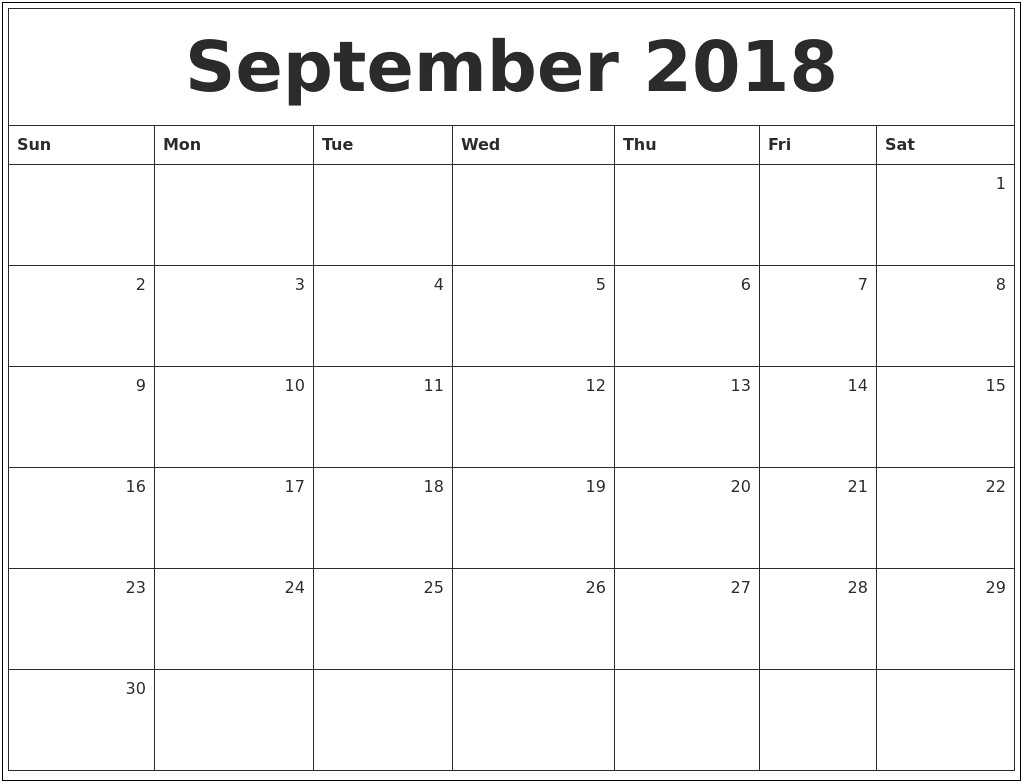 2018 Monthly Calendar Template In Word