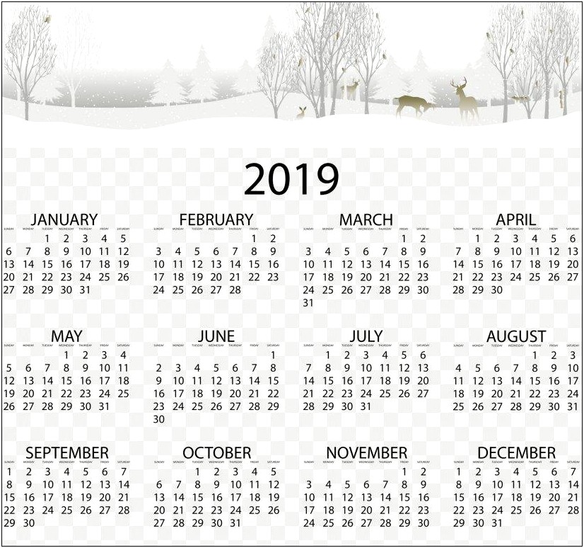 2019 4 Month Calendar Template Word