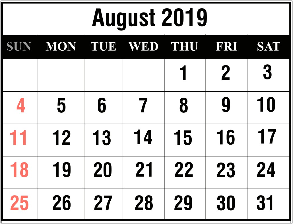 2019 6 Month Calendar Template Word