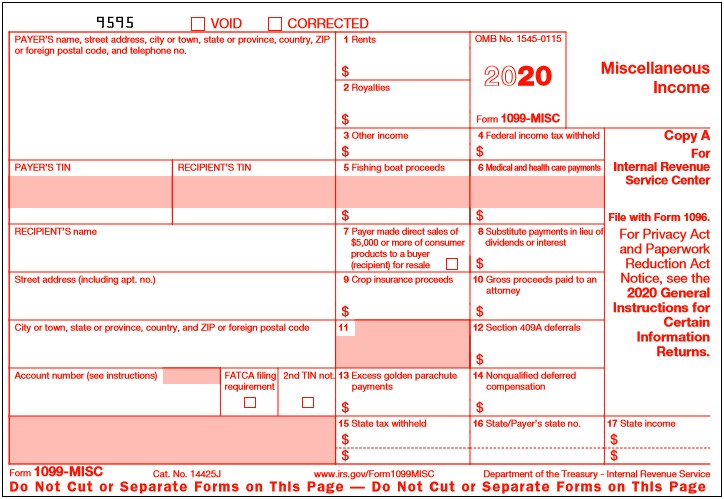 2019 Form 1099 Misc Template Word