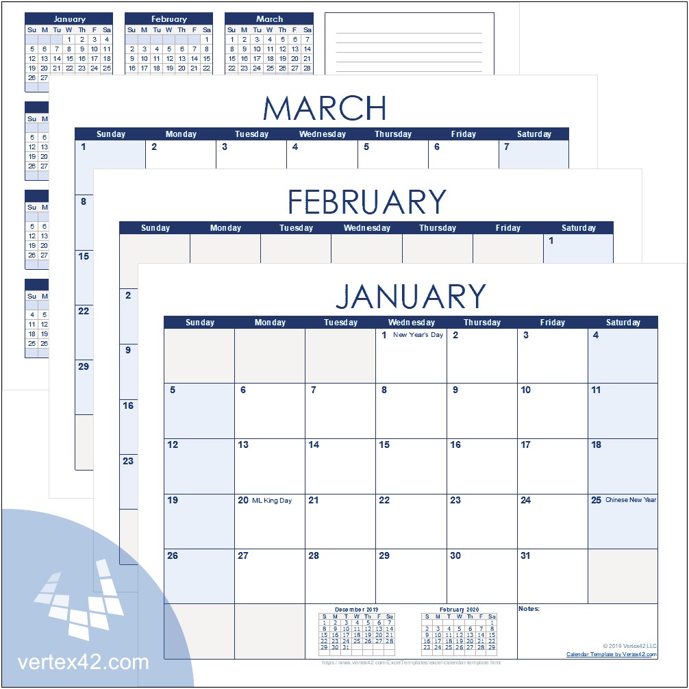 2020 Word Calendar Template With Holidays