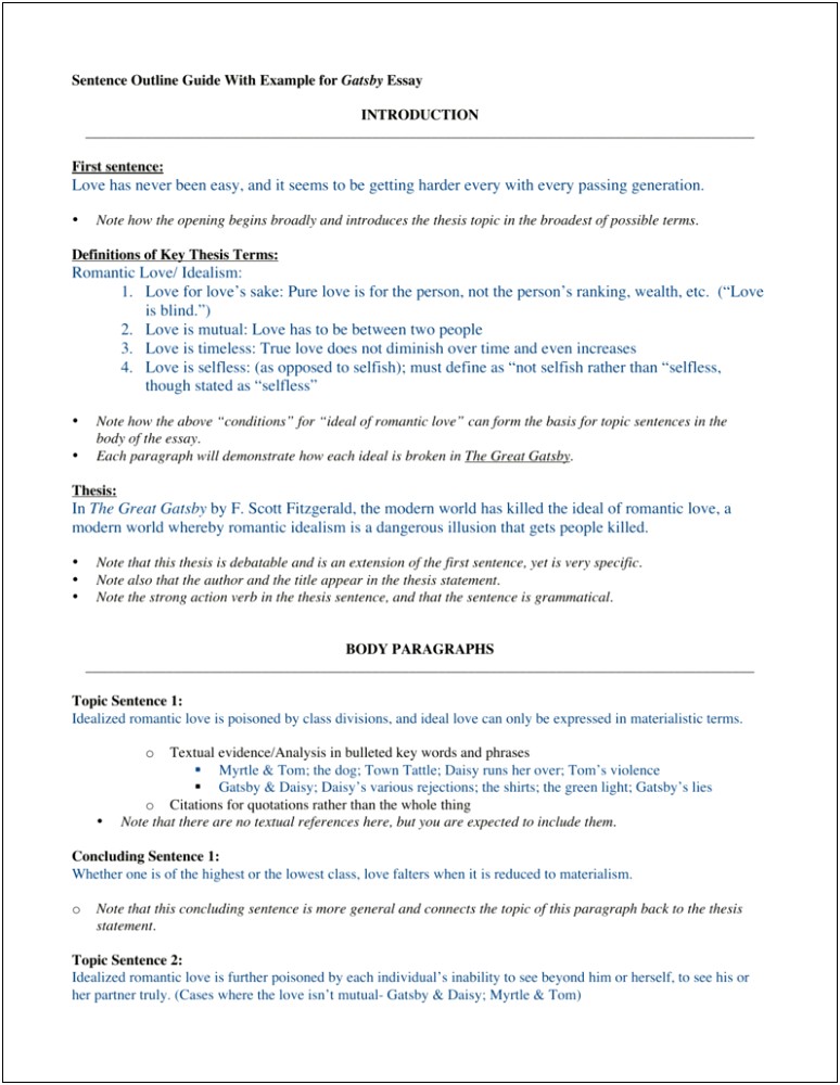 3 Paragraph Key Word Outline Template