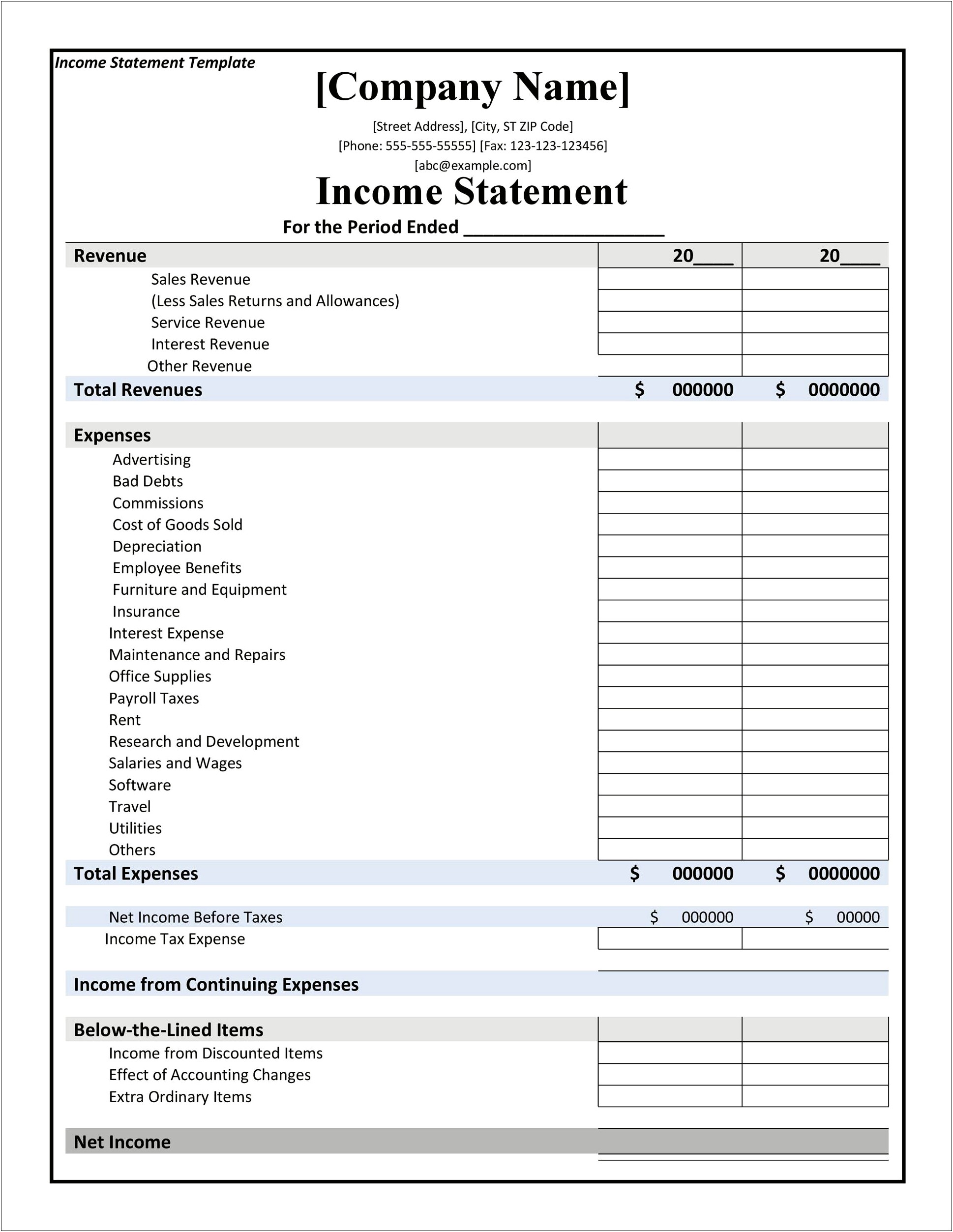 3rd Party Statement Template No Income Microsoft Word