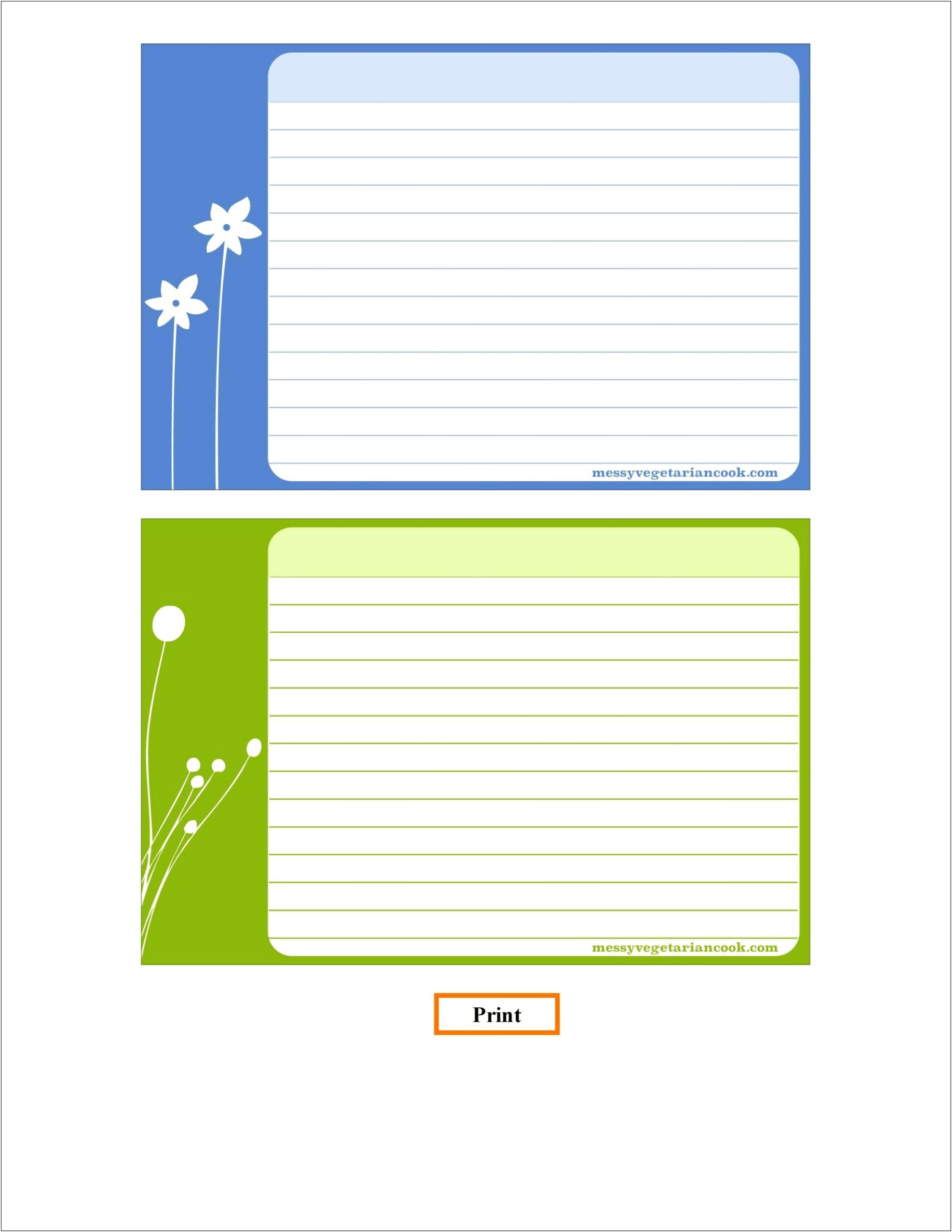 5x7 Recipe Card Template For Word