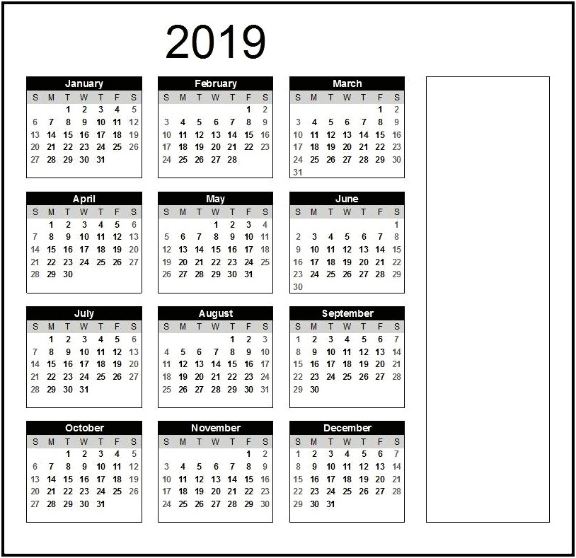 6 Month Calendar Template 2019 Word