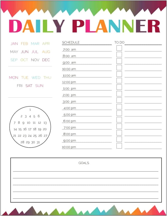 7 Day Template Word Hourly Schedule 10am 8pm