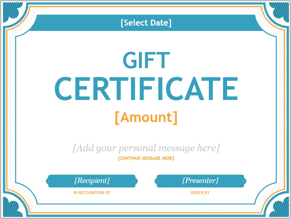 7 X 3 Gift Certificate Template Word