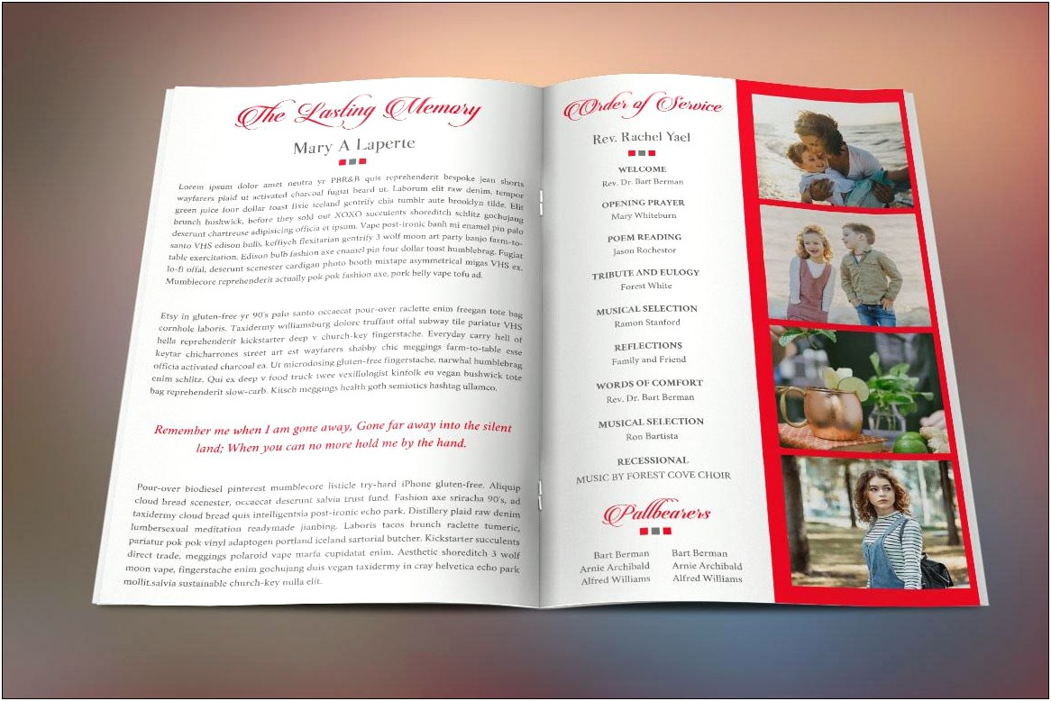 8 Page Downloadable Customizable Funeral Program Template Word