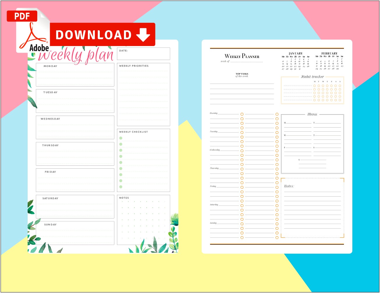 A5 Blank Weekly Planner Template Word