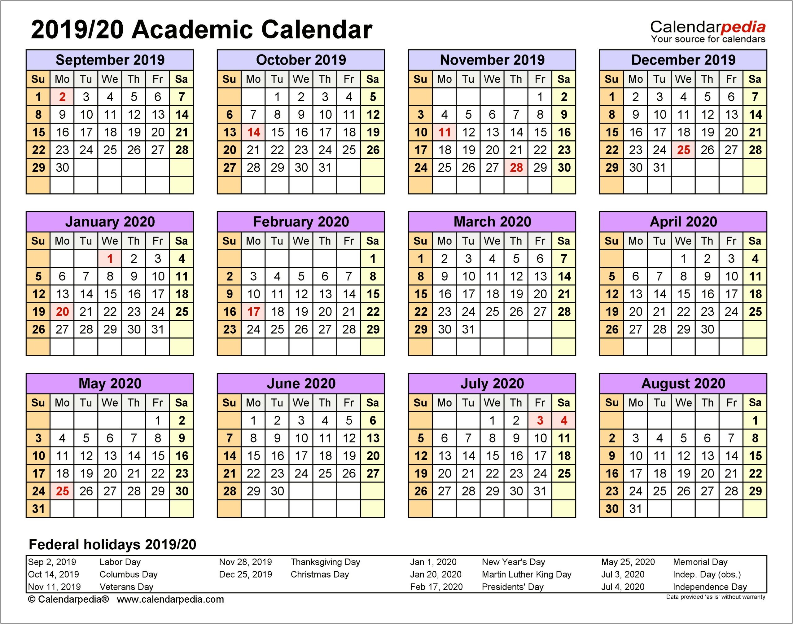 Academic Calendar Template 2018 19 Word