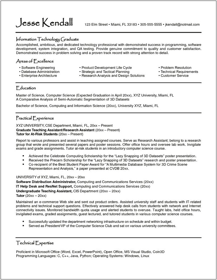 Acdemic Cv Phd Student Word Template