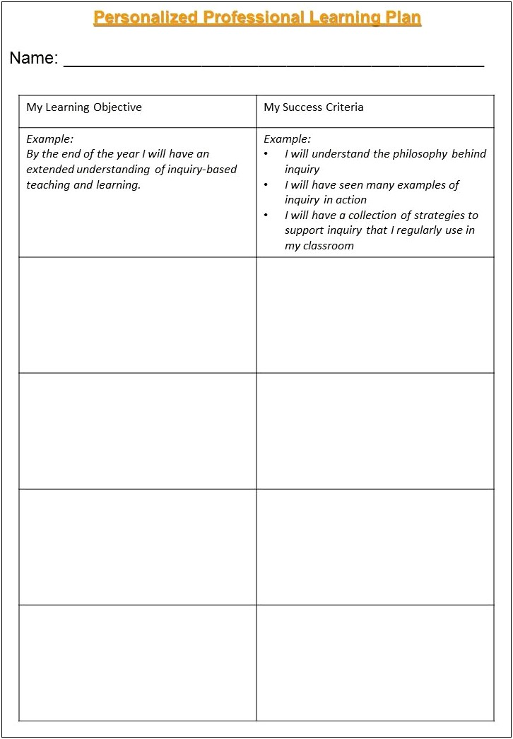 Action Plan Template Word For Teachers