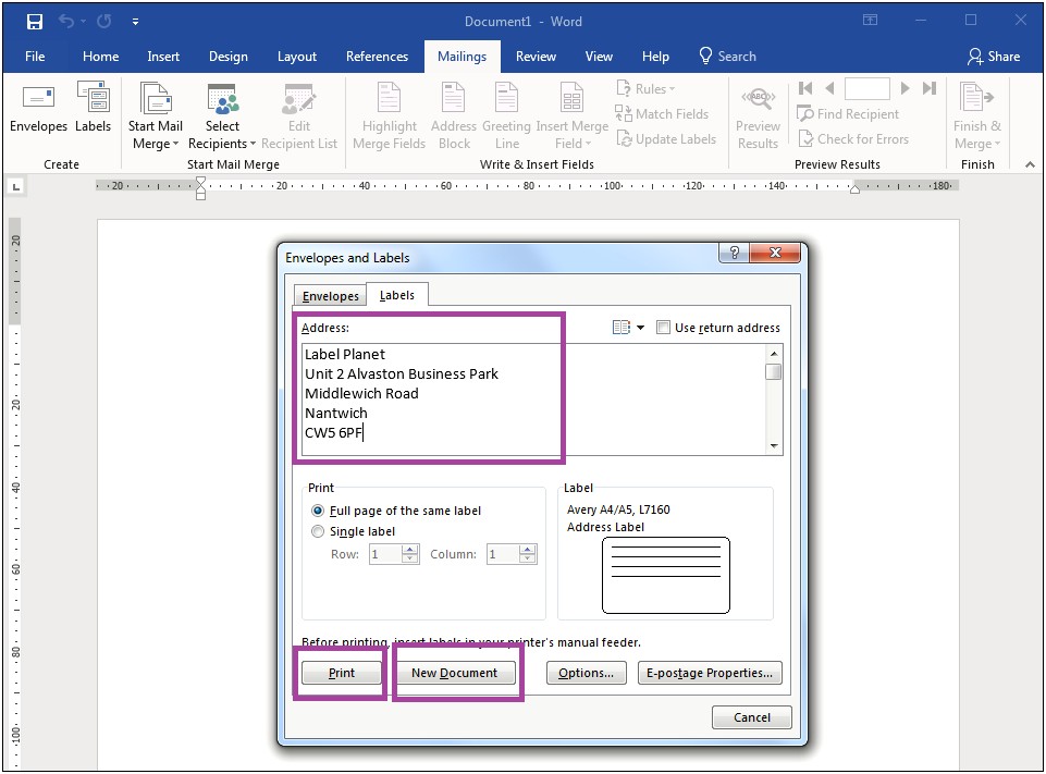 Add Shipping Labels To Avery Template In Word