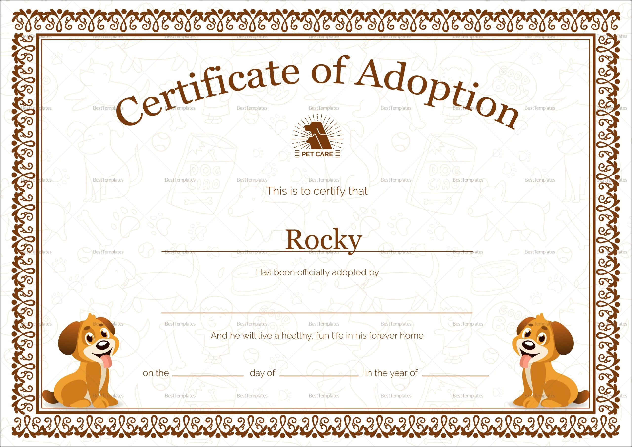 Adoption Certificate Template In Word Format