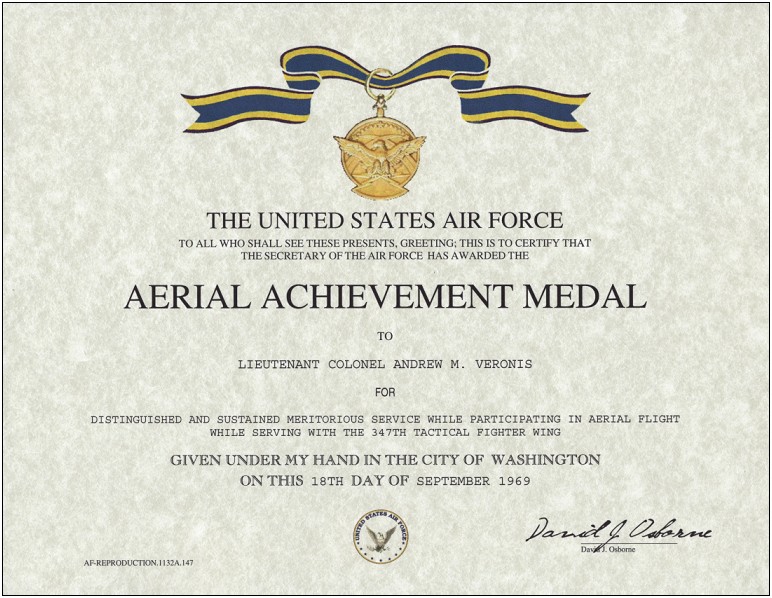 Air Force Commendation Medal Word Template