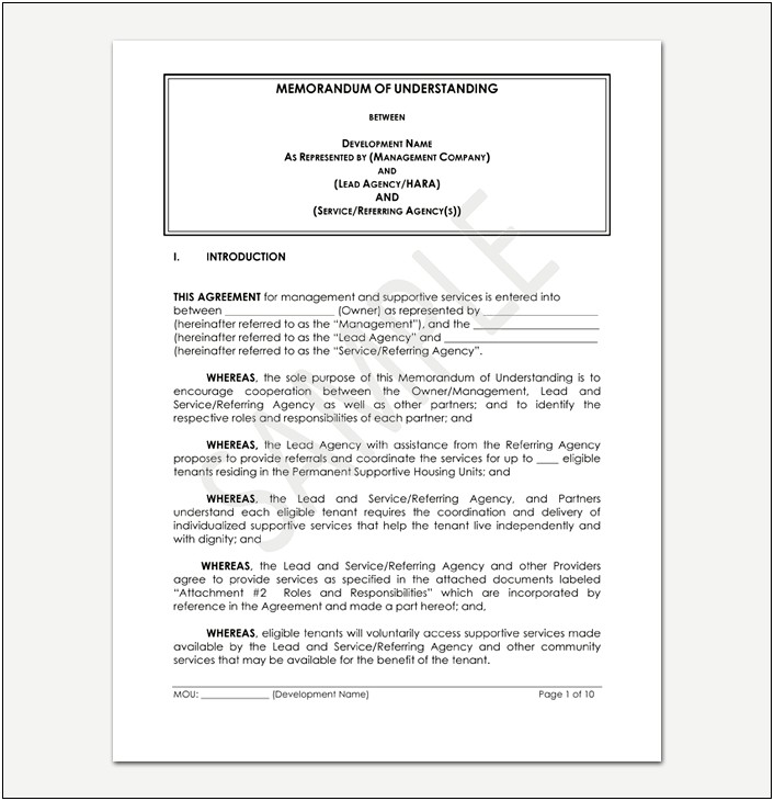 Alphatec Memorandum Of Understanding Distrtibution Template Word