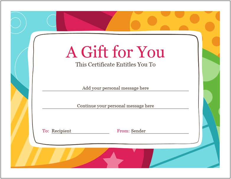Anniversary Gift Card Templates For Microsoft Word
