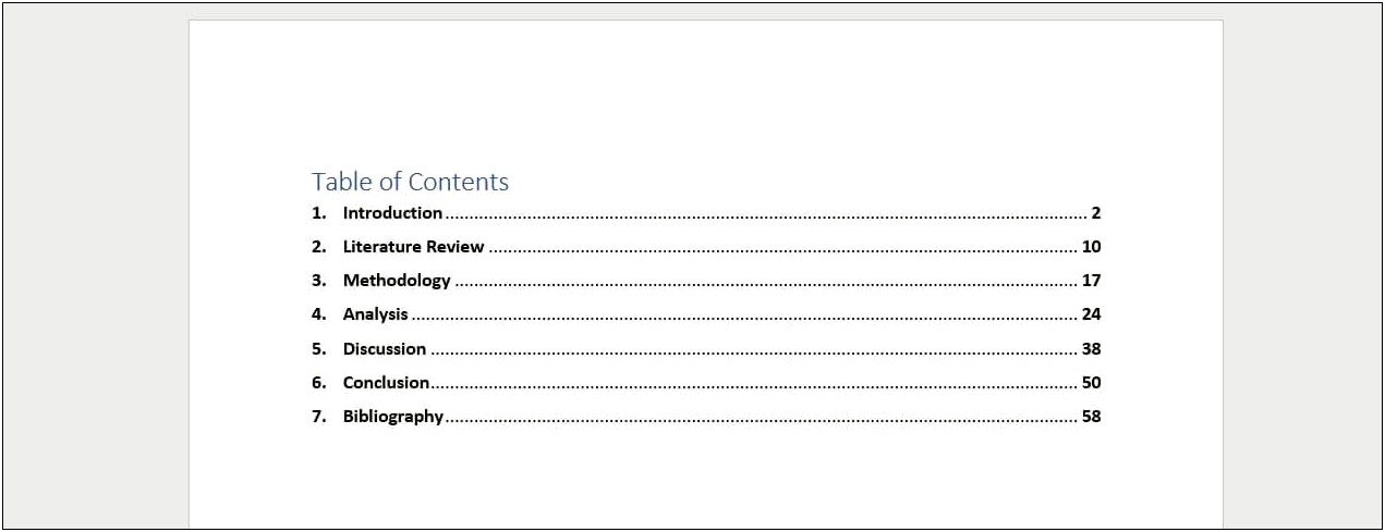 Apa Table Of Contents Template For Word