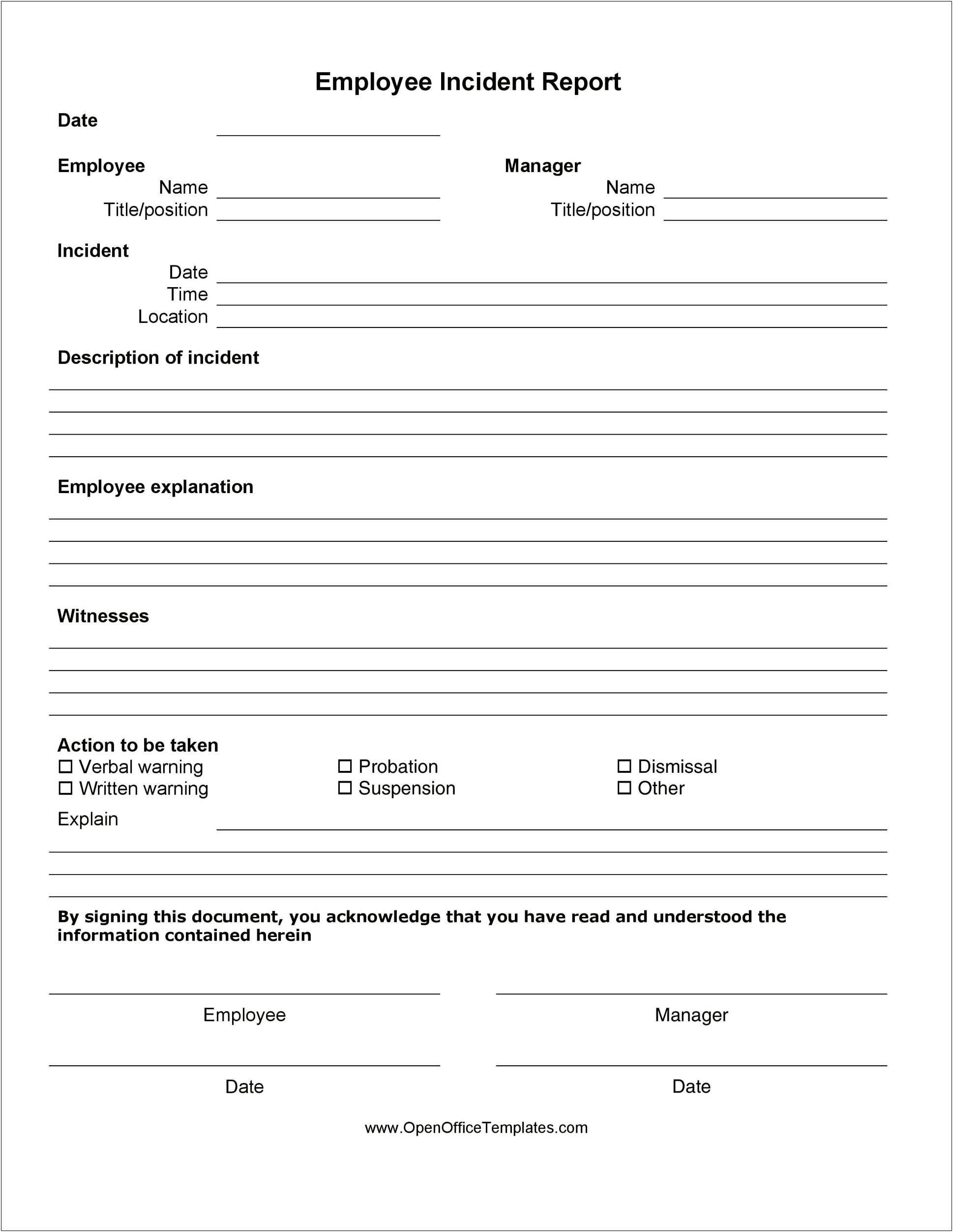 Apartment Complex Incident Report Template Word