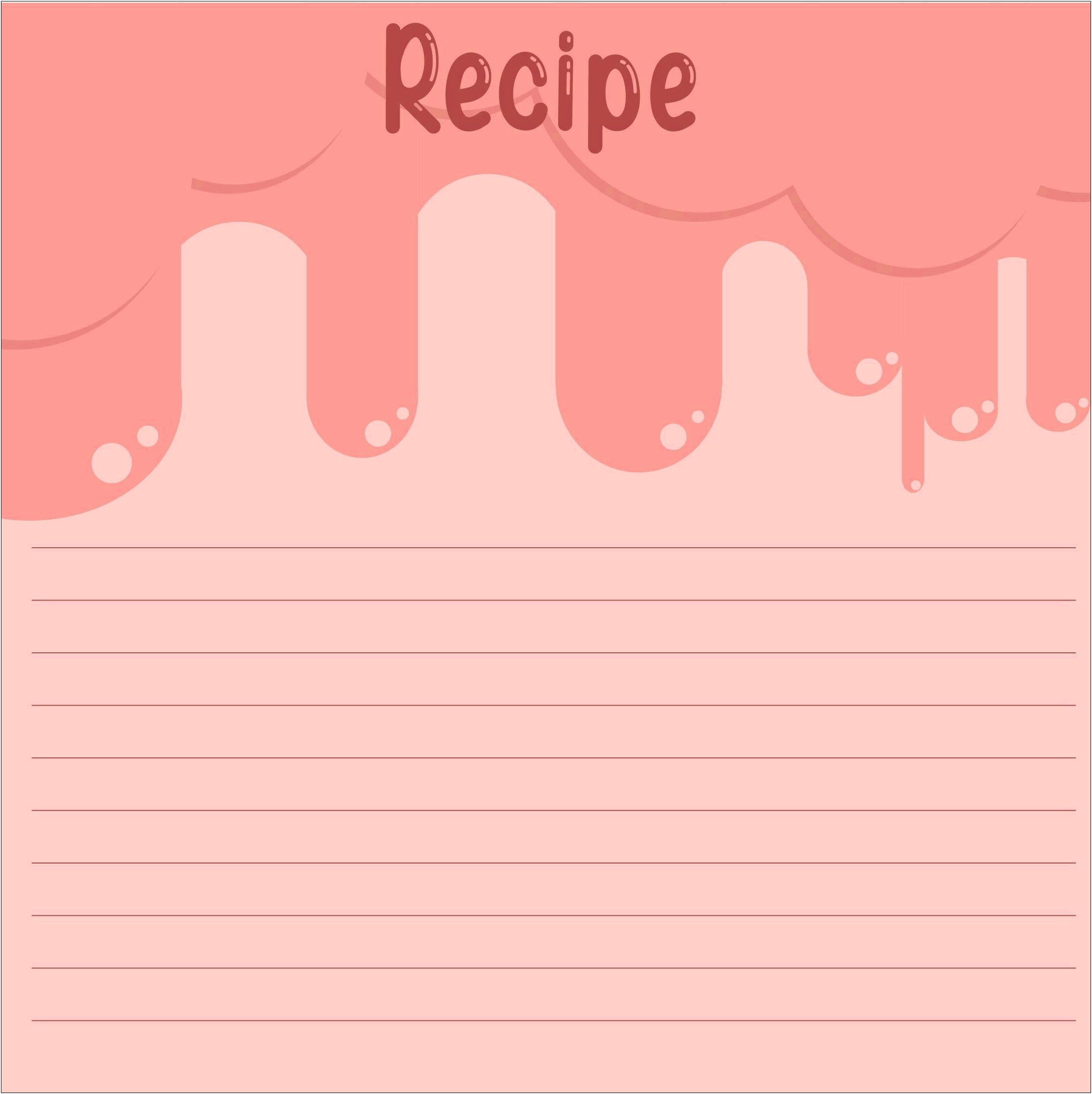 Apple Recipe Card Template For Word