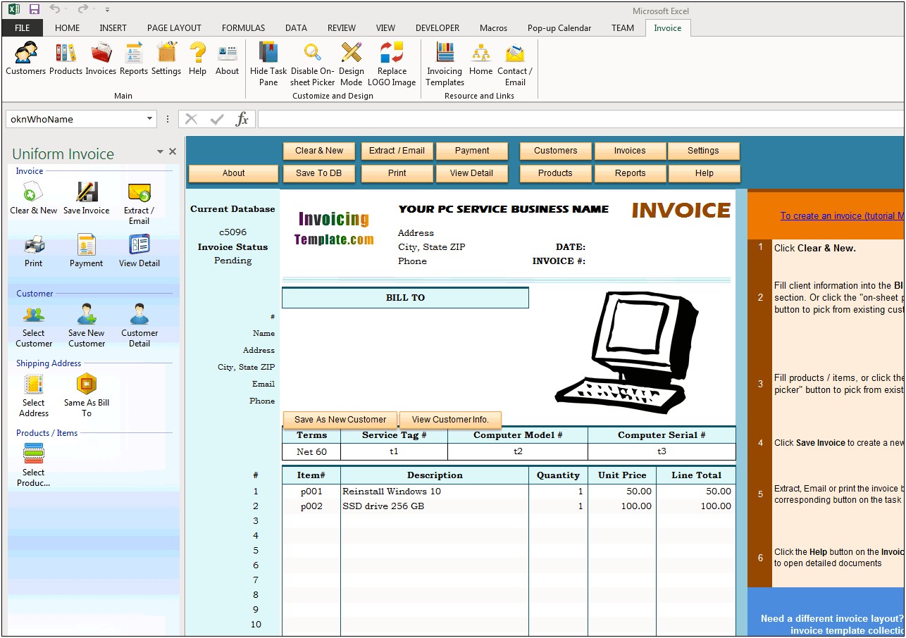 Appliance Repair Invoice Template Ms Word