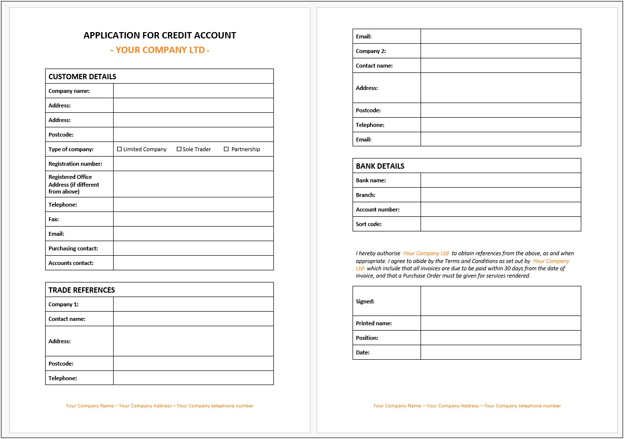 Application Form Template Word Format Uk