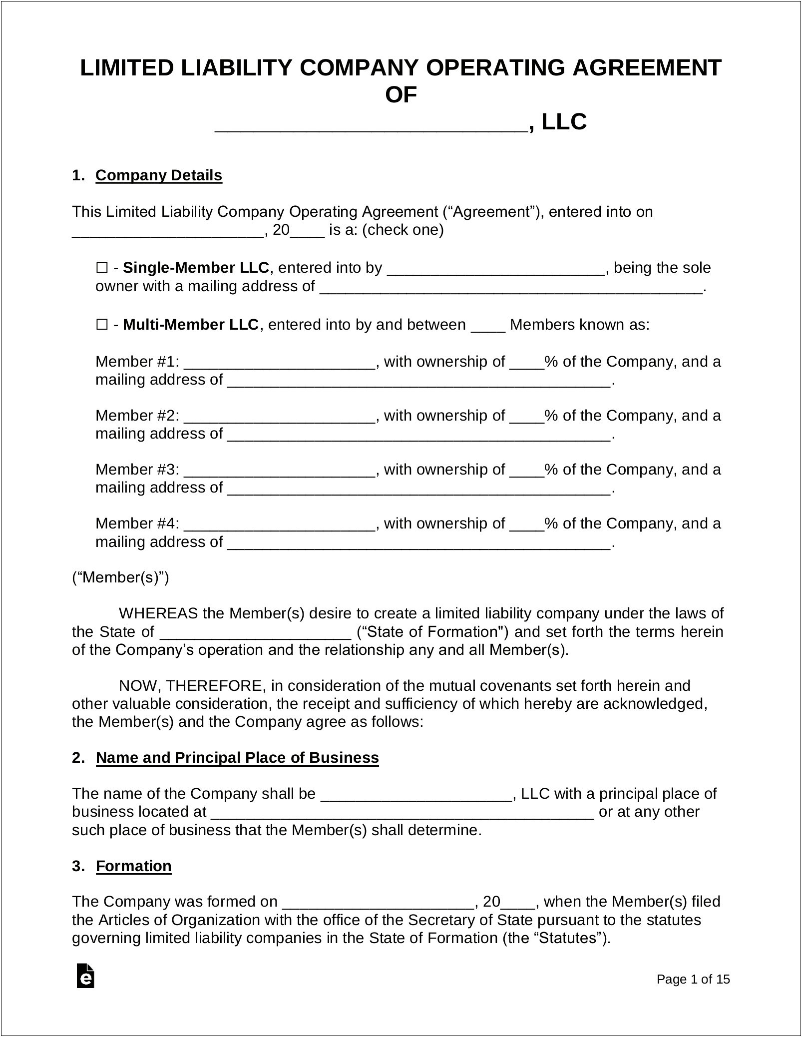 Articles Of Organization Maryland Template Word