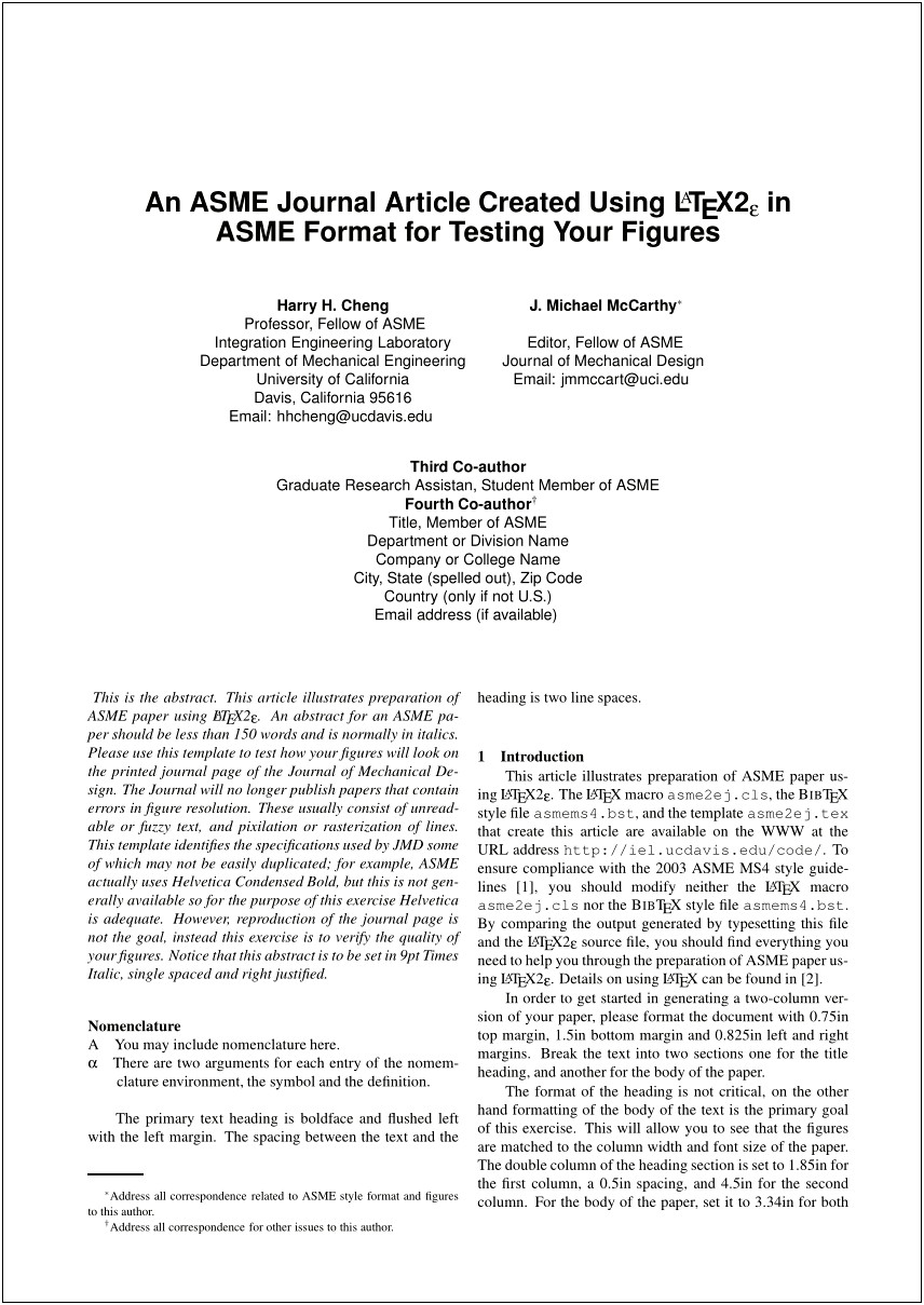 Asme Journal Template Different With Word