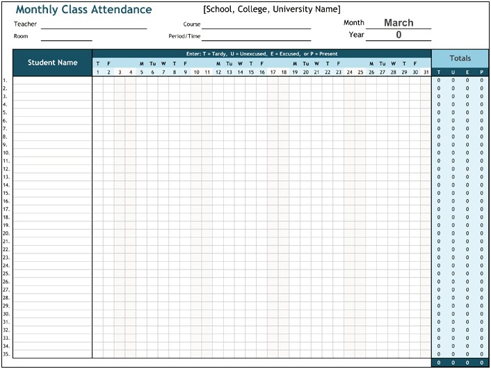 Attendance Event Sign In Sheet Template Word