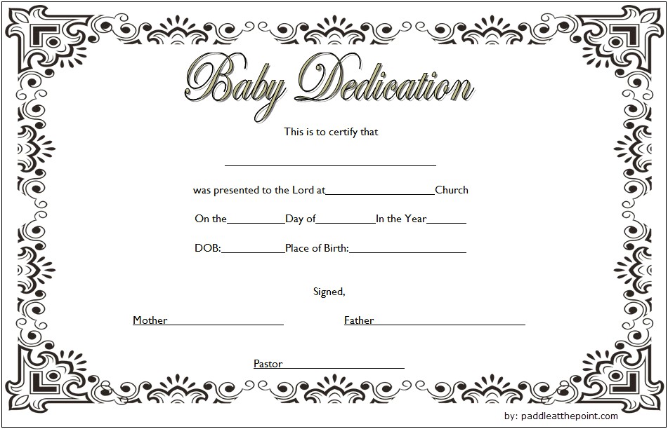Baby Dedication Certificate Word Document Godparents Template