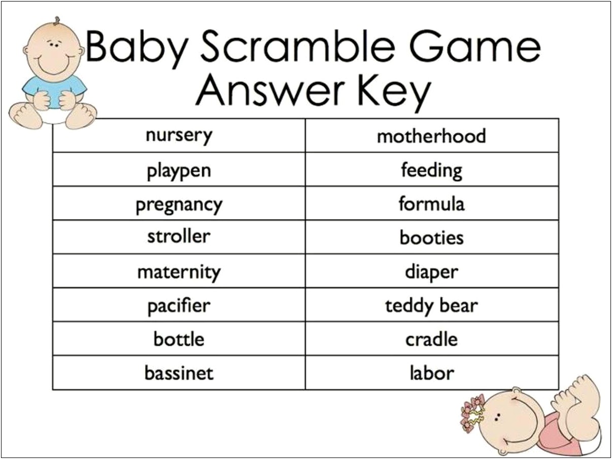 Baby Shower Game Templates For Word