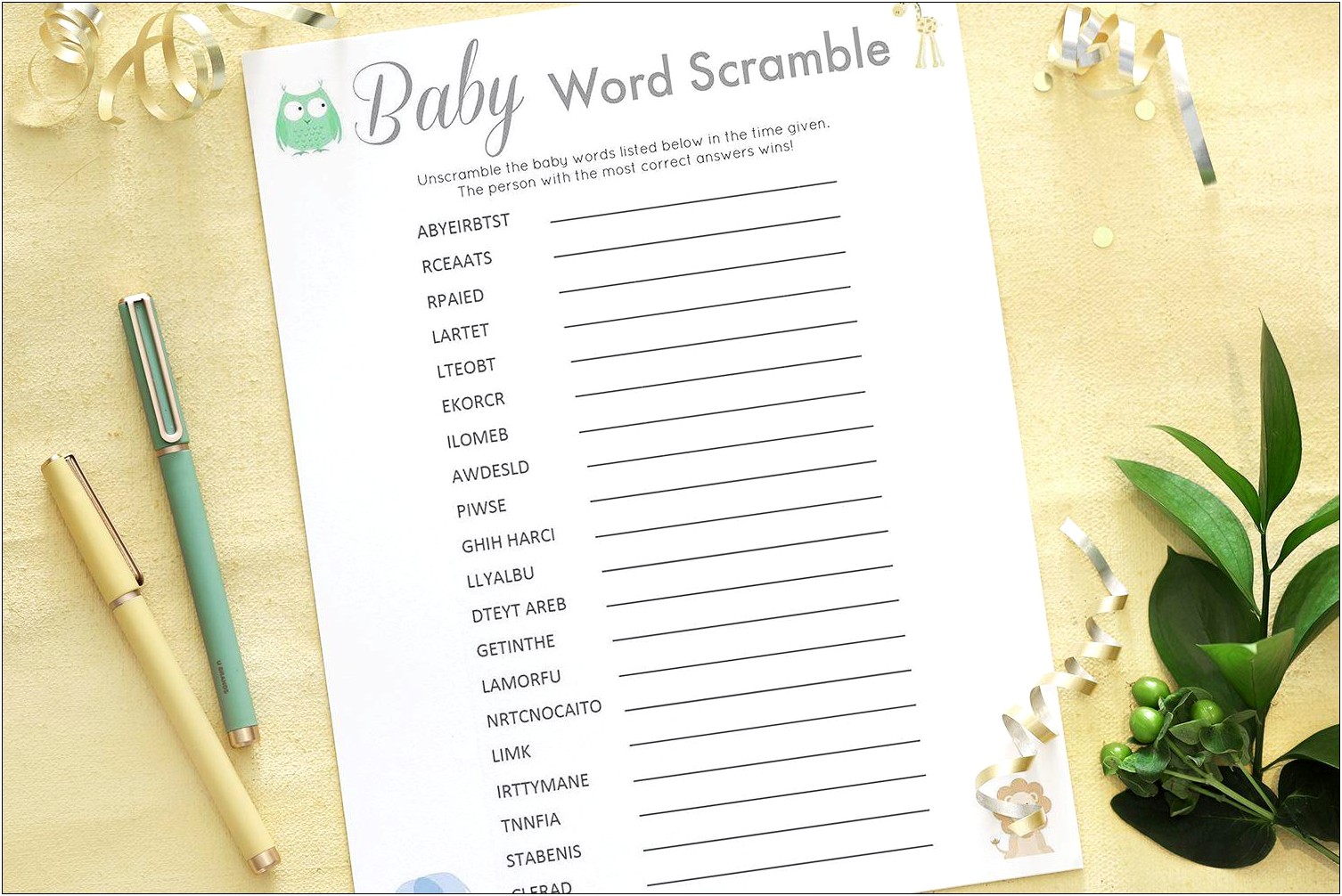 Baby Shower Guest Book Template Word