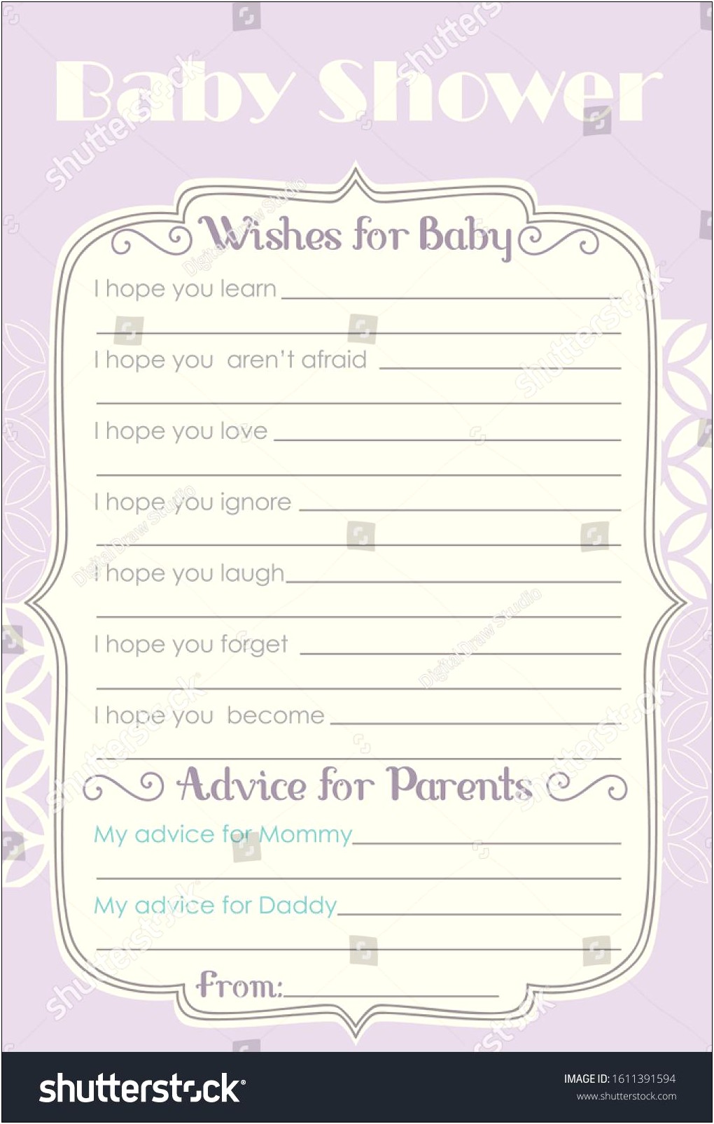 Baby Shower Words Of Advice Template
