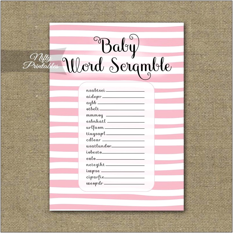 Baby Word Scramble Template With Answers
