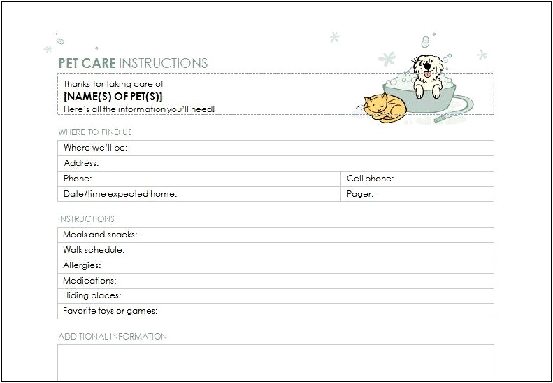 Babysitter And Pet Sitter Template Microsoft Word