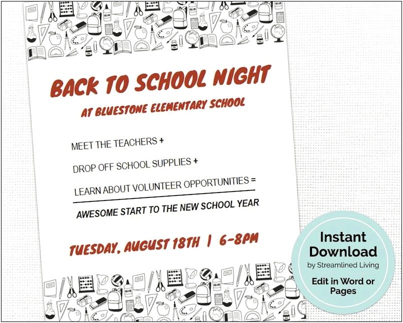 Back To School Flyer Template Word