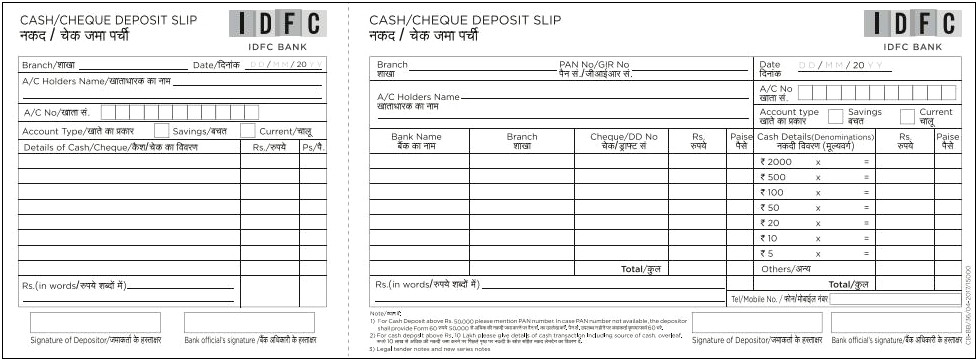Bank Deposit Slip Template Excel Word Pdf