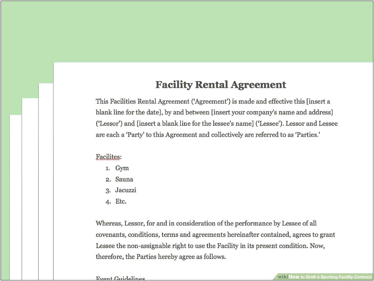 Banquet Hall Rental Agreement Template Word