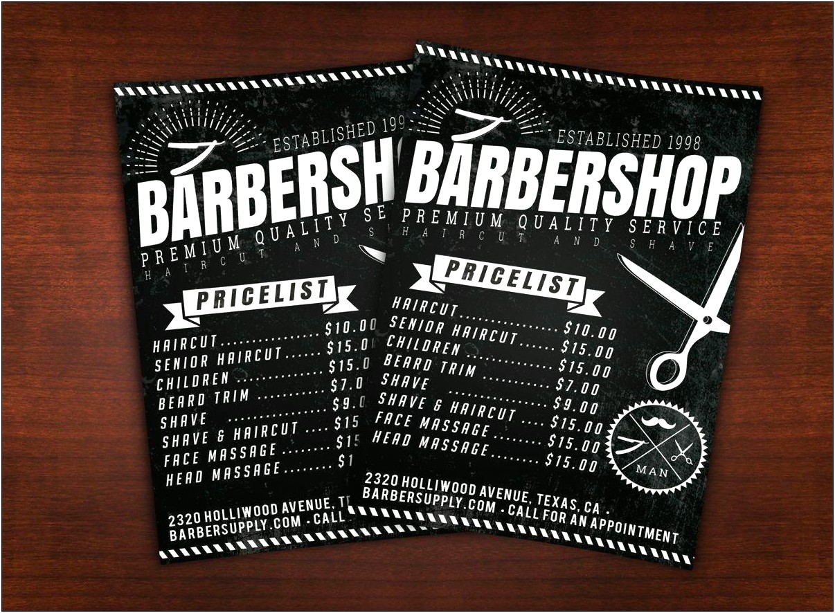 Barber Shop Price List Template For Microsoft Word
