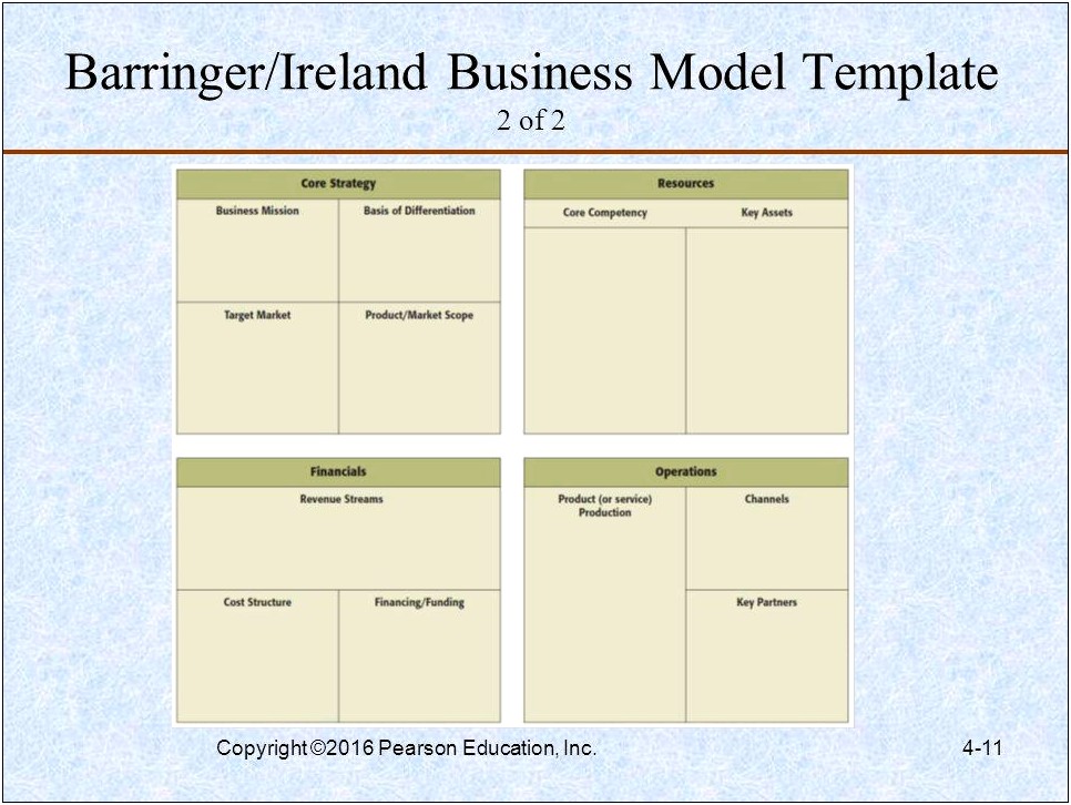 Barringer Ireland Business Model Template Word