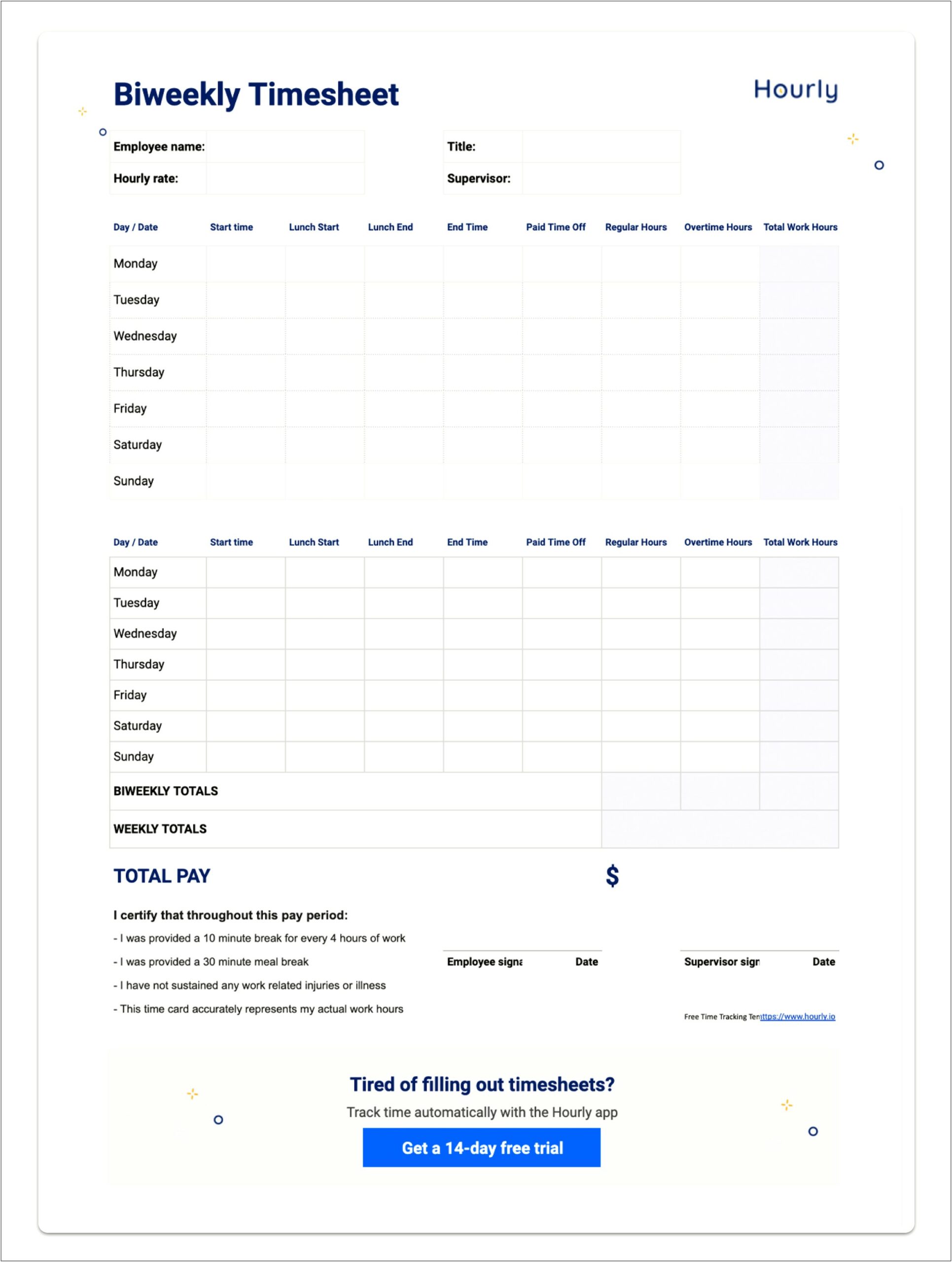 Basic Group Timesheet Template For All Employees Word